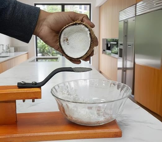MEXZA™ Wooden Table Top Coconut Scraper Kerala Chirava Grater Thengai Thuruvi (M) - Image 3