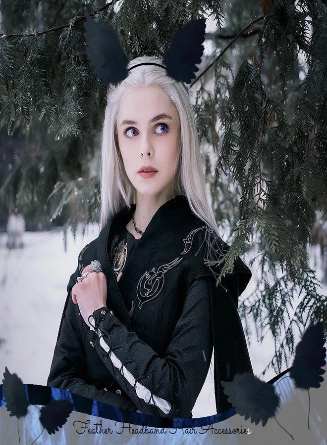 BASEMMAHER Black Feather Headbands 3D Stereo Crow Feather Wings Headband Ballet Style Swan Hair Accessories for Women Girls Bride Wedding Halloween Cosplay Costume Rave Stage Performance Party - Image 3