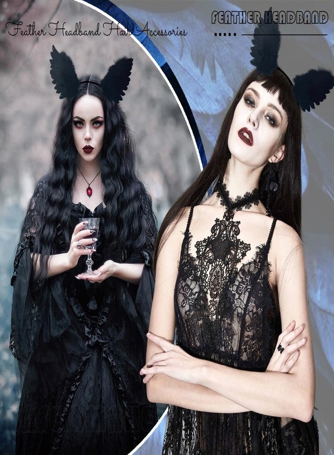 BASEMMAHER Black Feather Headbands 3D Stereo Crow Feather Wings Headband Ballet Style Swan Hair Accessories for Women Girls Bride Wedding Halloween Cosplay Costume Rave Stage Performance Party - Image 5