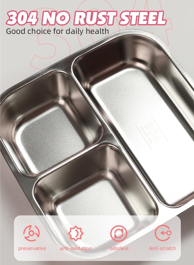 Soft Touch Stainless Steel Baby Lunch Box Portable Baby Food Container with Lid Snack Box with Sauce Cup and Spoon for School Travel Home (17.8*17.8*8.75cm) - Image 4