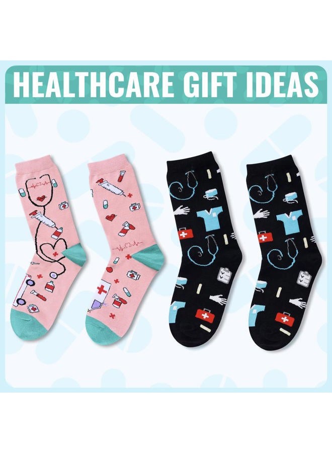 Happy Pop Women's Novelty Medical Crew Socks Funny Nurse Meds Cotton Socks 2 Pack with Gift Box - Image 4