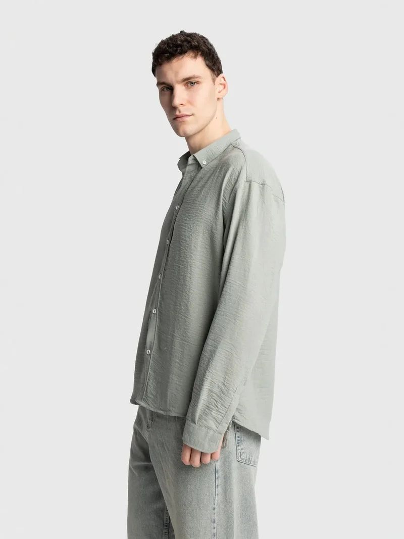 Giesto Mint Green GIESTO Oversized Button-Up Long Sleeve Shirt for Men | Best Price UAE