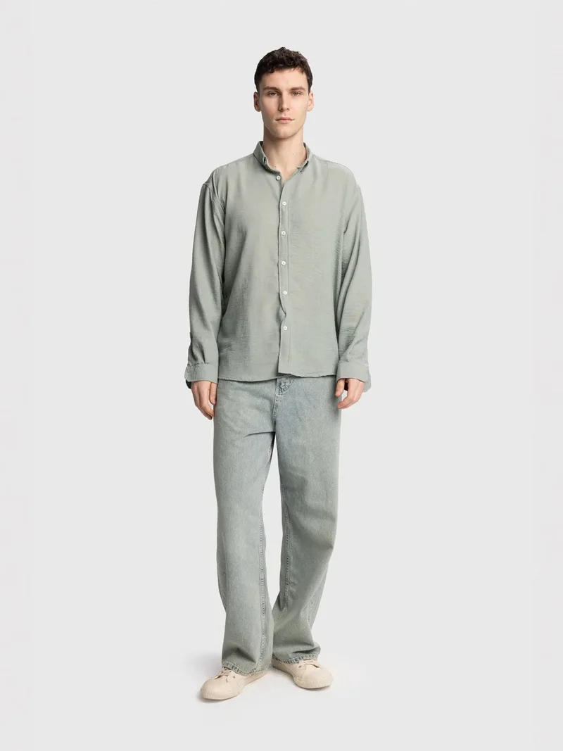 Giesto Mint Green GIESTO Oversized Button-Up Long Sleeve Shirt for Men | Best Price UAE