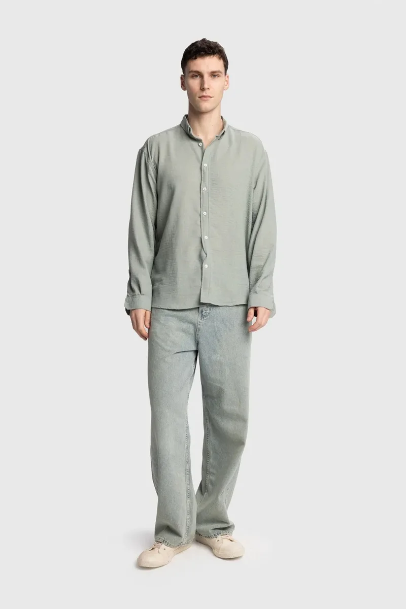 Giesto Mint Green GIESTO Oversized Button-Up Long Sleeve Shirt for Men | Best Price UAE