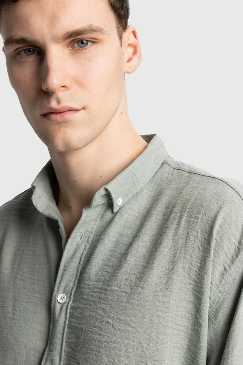 Giesto Mint Green GIESTO Oversized Button-Up Long Sleeve Shirt for Men | Best Price UAE