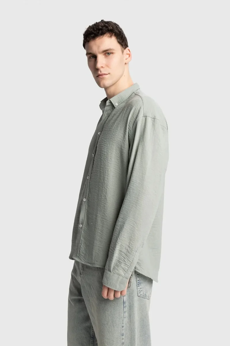 Giesto Mint Green GIESTO Oversized Button-Up Long Sleeve Shirt for Men | Best Price UAE