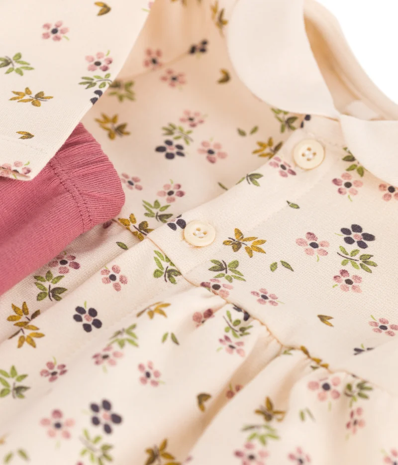 Petit Bateau Babies' cotton dress and leggings
