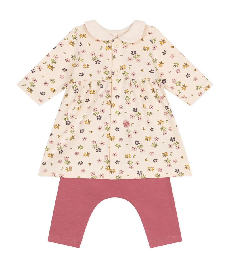 Petit Bateau Babies' cotton dress and leggings