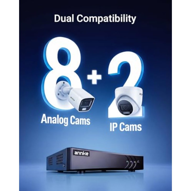 3K Lite H.265+ Security DVR Recorder with AI Human/Vehicle Detection, 8CH Hybrid 5-in-1 CCTV DVR for Surveillance Camera, Supports 8CH Analog and 2CH IP Cameras, Remote Access No Hard Drive - Image 4