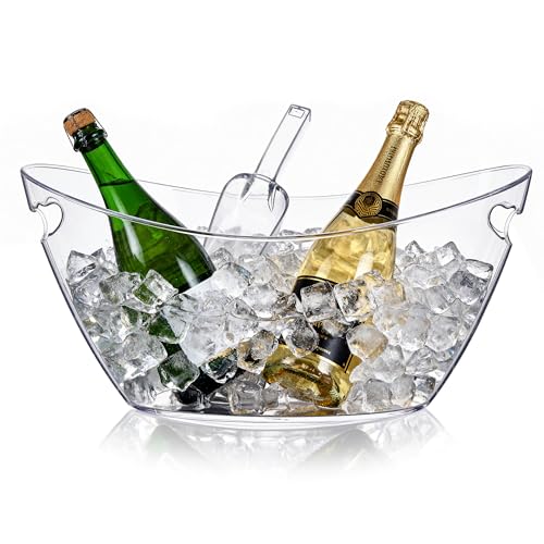 Barafat Ice Bucket for Parties 55L Clear Acrylic Champagne Bucket with Scoop Large Beverage Tub for Cocktail Bar Wine Beer Soda Drinks - Image 1