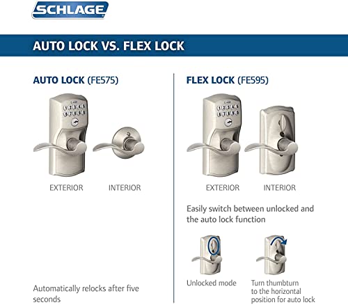 SCHLAGE FE575 CAM 620 ACC Camelot Keypad Entry with Auto-Lock and Accent Levers, Antique Pewter - Image 2