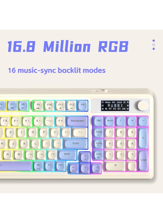 AULA S99 Pro Creamy Mechanical Gaming Keyboard – Tri-Mode BT/2.4G/USB-C, Smart Screen & Media Knob, Number Pad, RGB Backlit, Custom Mechanical Feel for MAC, PC, Xbox - Image 2