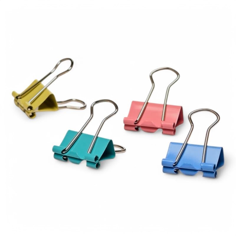 NUOVI 41mm Binder Clips-Multicolor | Made of Tempered Steel, Durable & Rust-Resistant | Perfect for Holding Loose Papers | Ideal for School, Office & Home (Pack of 12) - Image 3