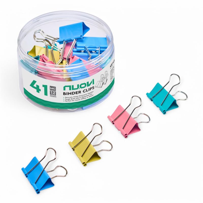 NUOVI 41mm Binder Clips-Multicolor | Made of Tempered Steel, Durable & Rust-Resistant | Perfect for Holding Loose Papers | Ideal for School, Office & Home (Pack of 12) - Image 5