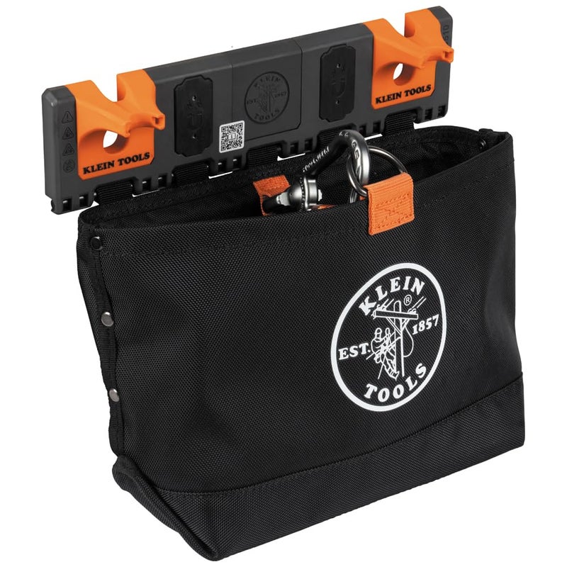Klein Tools BC510S Bucket Work Center Hardware Tool Pouch with Carabiner Magnetic S Hook Rail System Accessory for Lineman Tools