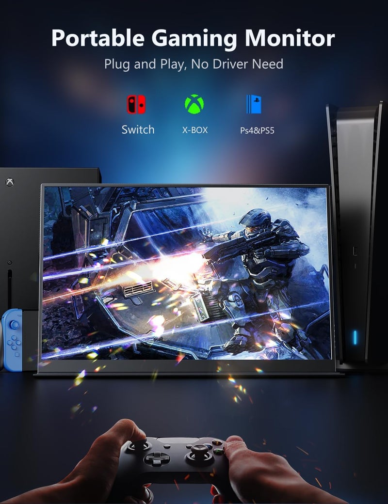 MAGICRAVEN Portable Gaming Monitor, 16.1" 2.5K 144Hz Laptop Monitor, Slim Lightweight Dual USB C HDMI Computer Monitor, Gaming Display with Speakers, Travel Monitor for Mac PC Phone PS4/5 Xbox Switch - Image 2