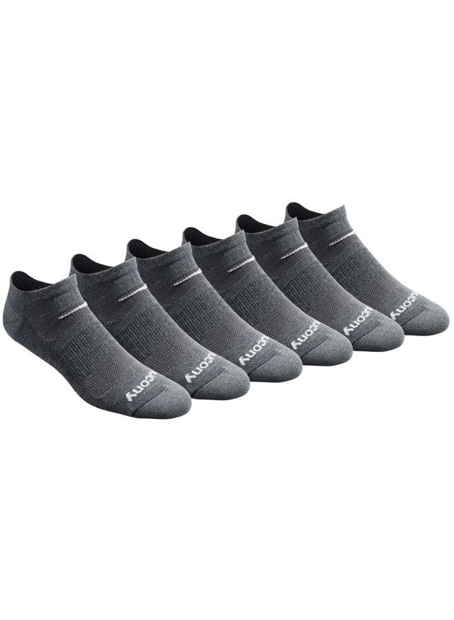saucony Men's Multi-Pack Mesh Ventilating Comfort Fit Performance No-Show Socks, Charcoal Heather (6 Pairs), Large - Image 1