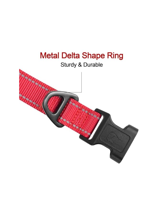 Reflective Dog Collar,Soft Neoprene Padded Breathable Nylon Pet Collar Adjustable for Medium Dogs,Red,M - Image 3