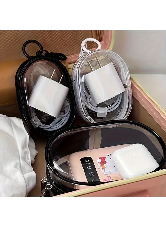 Black Portable Mini Cable Organizer Bag Multifunctional Earphone Charger Storage Box - Image 3