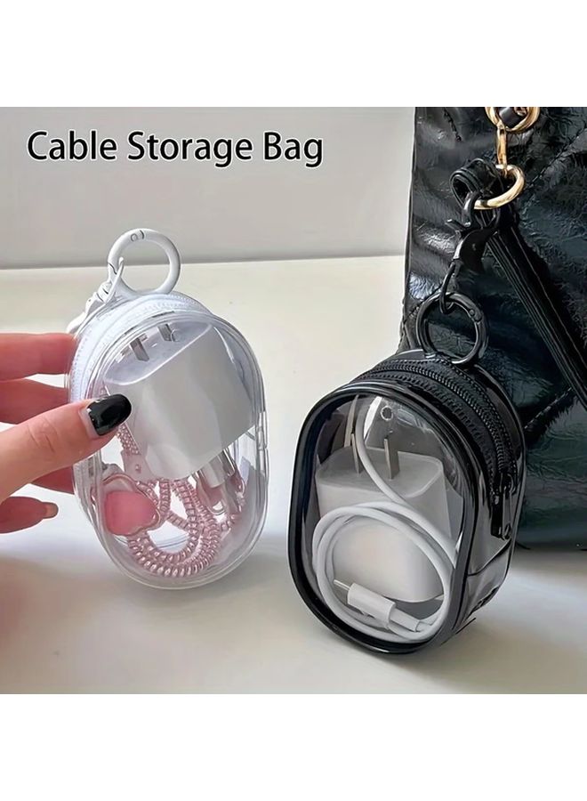 Black Portable Mini Cable Organizer Bag Multifunctional Earphone Charger Storage Box - Image 2