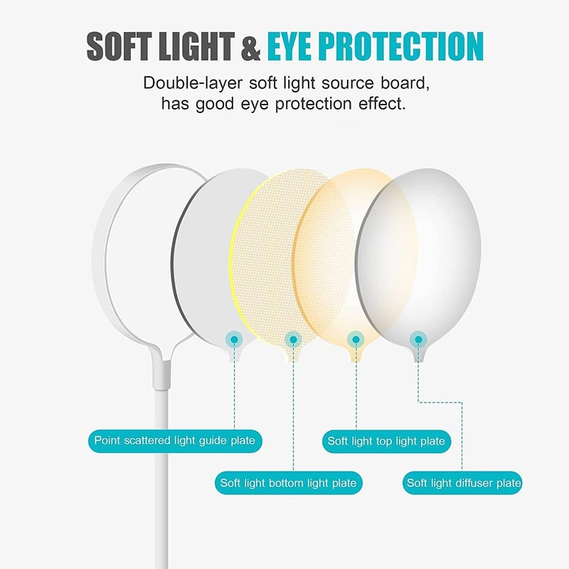 أكس سبرينج مصباح مكتبي للمنزل والمكتب، مصباح مكتبي LED مع قلم وحامل هاتف، مصباح طاولة صغير للعناية بالعين بثلاثة أوضاع إضاءة ملونة ومنفذ شحن USB، مصباح قراءة للسكن الجامعي والدراسة والعمل على الكمبيوتر - Image 3