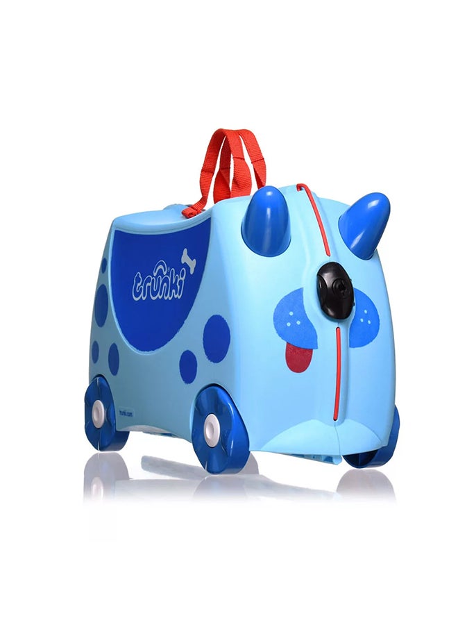 Trunki Terrance Blue Ride-On Suitcase for Children, Lightweight Carry-On Luggage with Wheels, Tow Strap and Travel Storage for Ages 3+ - Image 1