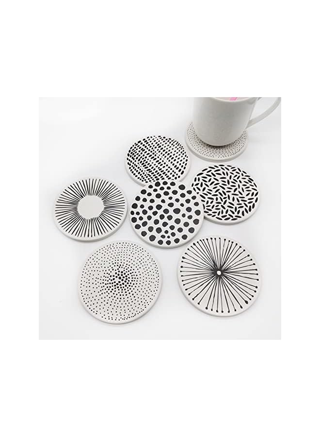 The Bros 6 Pack Drink Coasters with Holder Absorbing Ceramic Stone Coasters, Cork Bottling for Heat and Scratch Resistance, Decorative Drink Cushion Coasters, Contian Shelves - Image 5