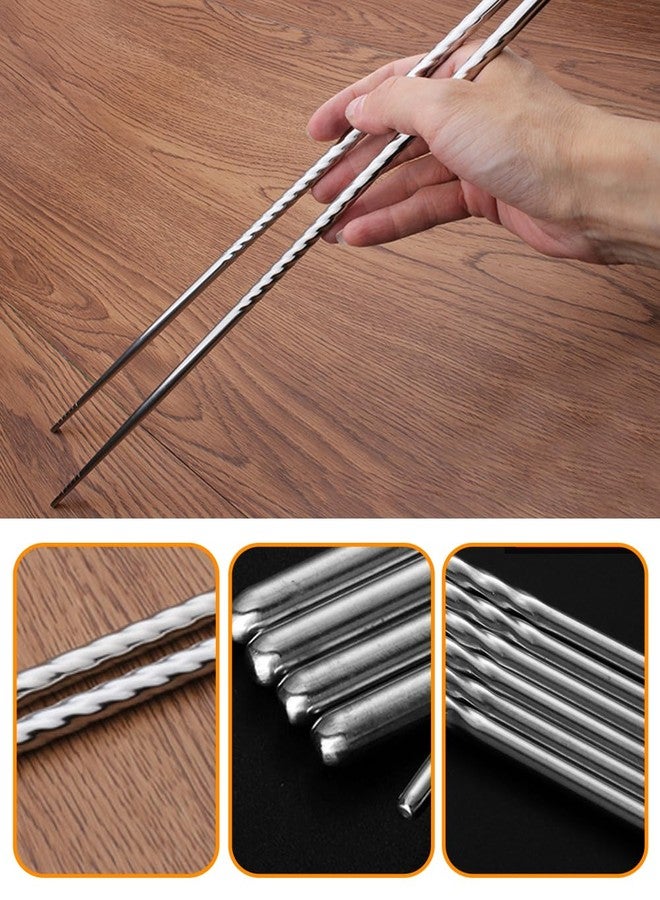 uvbws 4 Pair ultra long stainless steel wooden chopsticks (15.3 inches) and (16.5 inches), reusable, used for cooking deep fried hotpot in the kitchen, suitable for hotpot, frying, noodles, cooking - Image 5
