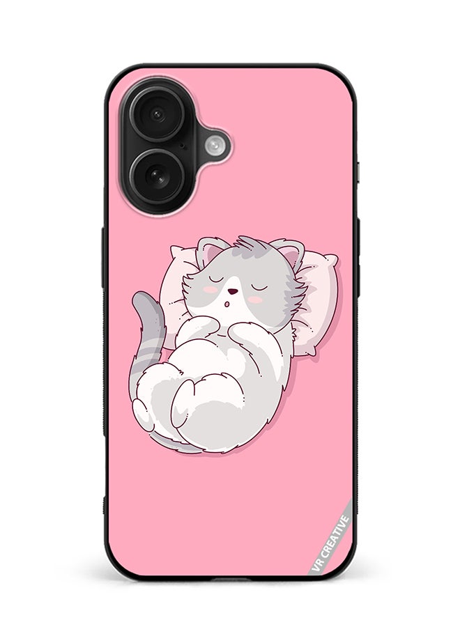 VR CREATIVE Protective Case Cover For Apple iPhone 16 Plus Cozy Cat Design Multicolour