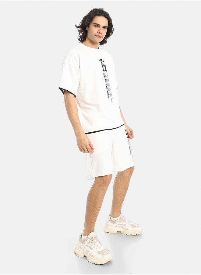 Red Circle Slip On Printed T Shirt and Shorts Set  - Image 2