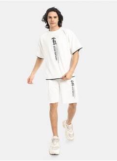 Red Circle Slip On Printed T Shirt and Shorts Set  - Image 1