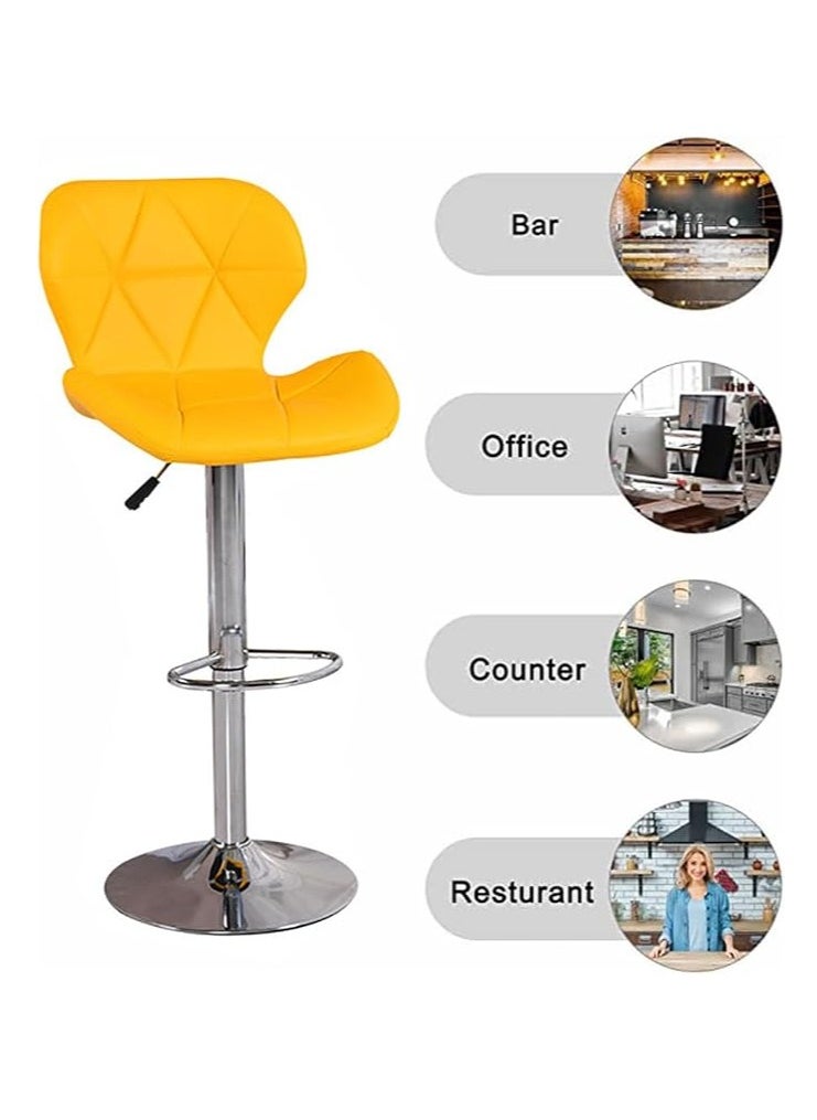 Generic Height Swivel Bar Stool, Bar Chairs with Back, Modern Kitchen Counter Height Barstools, Armless Kitchen Island Stool, for Home Bar Restaurant Kitchen (Yellow)  - Image 1