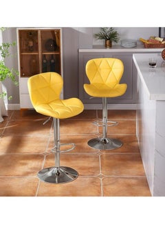 Generic Height Swivel Bar Stool, Bar Chairs with Back, Modern Kitchen Counter Height Barstools, Armless Kitchen Island Stool, for Home Bar Restaurant Kitchen (Yellow)  - Image 3