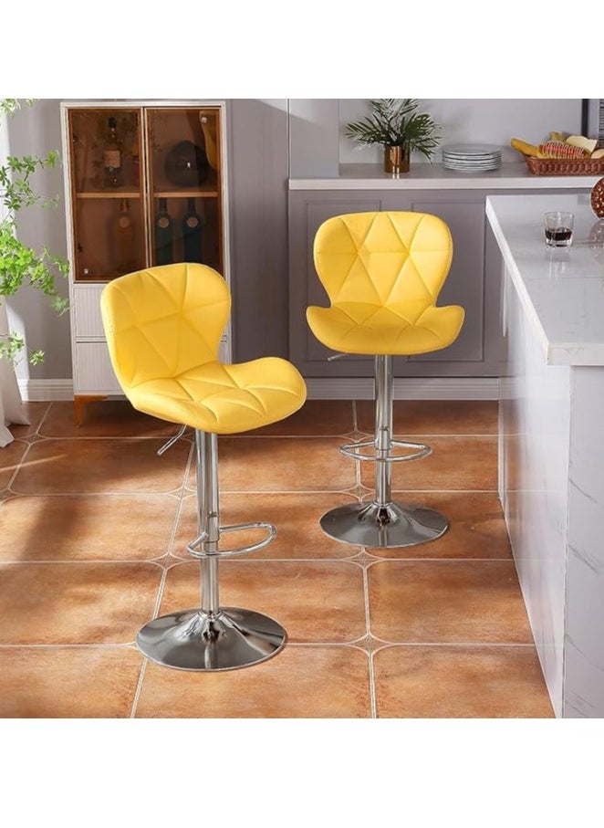 Generic Height Swivel Bar Stool, Bar Chairs with Back, Modern Kitchen Counter Height Barstools, Armless Kitchen Island Stool, for Home Bar Restaurant Kitchen (Yellow)  - Image 3