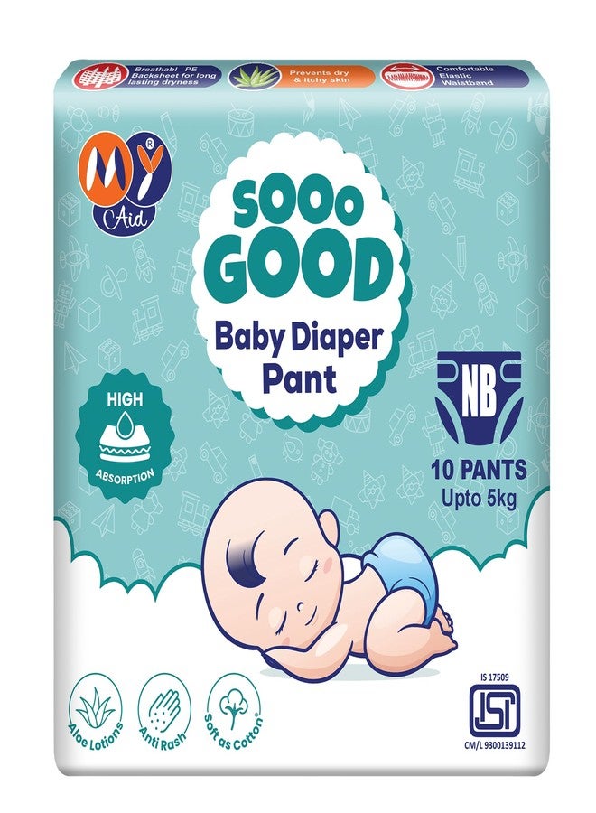MyAid SOOO GOOD Baby Diaper Pants With Aloe Lotion & Wetness Indicator | Soft & Comfortable | Fast Absorption, Rash-Free, Leak-Proof, For Newborns Up to 5 kg, 50 Count, Pack of 5 - Image 2