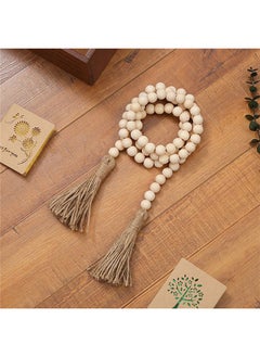 Generic 150cm Wood Bead Garland with Tassels – Natural Rustic Farmhouse & Boho Decor for Wall, Living Room, Prayer, DIY Craft Hanging Beads  - Image 1