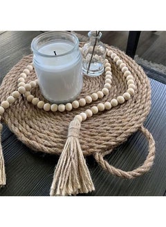 Generic 150cm Wood Bead Garland with Tassels – Natural Rustic Farmhouse & Boho Decor for Wall, Living Room, Prayer, DIY Craft Hanging Beads  - Image 2