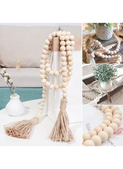 Generic 150cm Wood Bead Garland with Tassels – Natural Rustic Farmhouse & Boho Decor for Wall, Living Room, Prayer, DIY Craft Hanging Beads  - Image 4