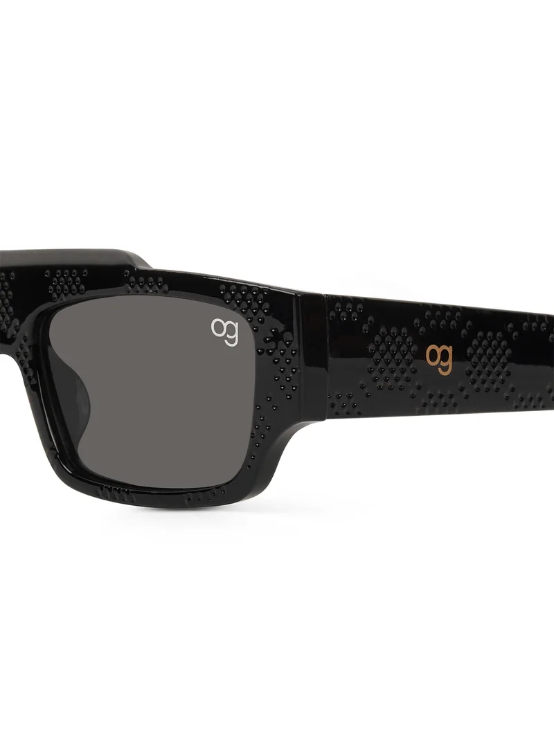 Woggles Designer Black Rectangle Sunglasses| Men & Women| 100% Uv Protection