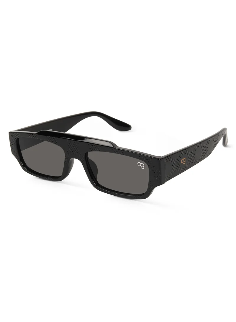 Woggles Designer Black Rectangle Sunglasses| Men & Women| 100% Uv Protection