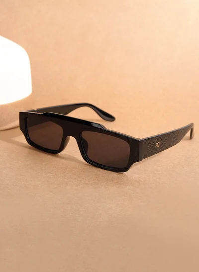 Woggles Designer Black Rectangle Sunglasses| Men &amp; Women| 100% Uv Protection