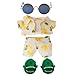 Beofinest Vacation Style Clothes for 17cm Doll Accessories for 17cm Dolls Fashion Casual Stylish 5 PCS Set Glasses Shoes Clothes Set No Doll Yellow - Image 3
