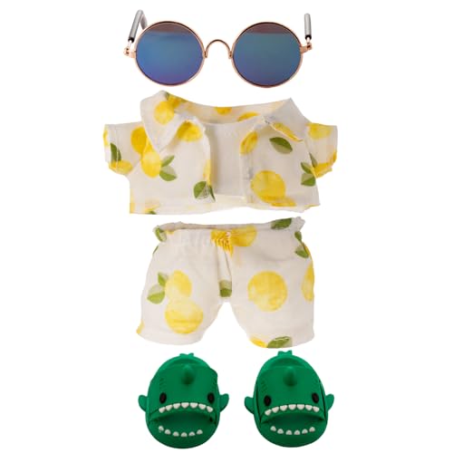 Beofinest Vacation Style Clothes for 17cm Doll Accessories for 17cm Dolls Fashion Casual Stylish 5 PCS Set Glasses Shoes Clothes Set No Doll Yellow - Image 1