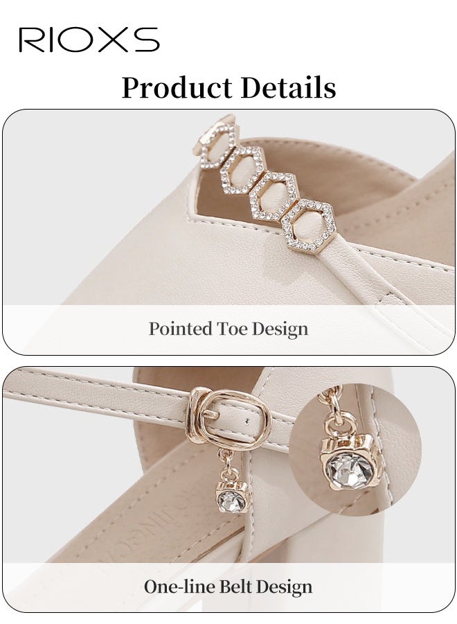 ريوكس أحذية الكعب النسائية، الكعوب المكتنزة أحذية ماري جين، كعوب أصابع القدم المغلقة للنساء، مضخات حزام الكاحل الكلاسيكية، كعوب كثيفة أحذية درسية، مضخات السيدات المريحة مع باكل، أزياء أحذية الكعب لمكتب حفلة الزفاف التسوق عطلة وغير رسمية - Image 3