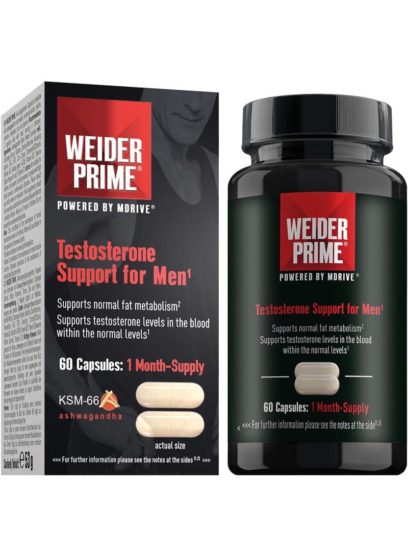 Weider Testosterone Support for Men Capsules 60 Count | KSM-66 Ashwagandha - Image 1