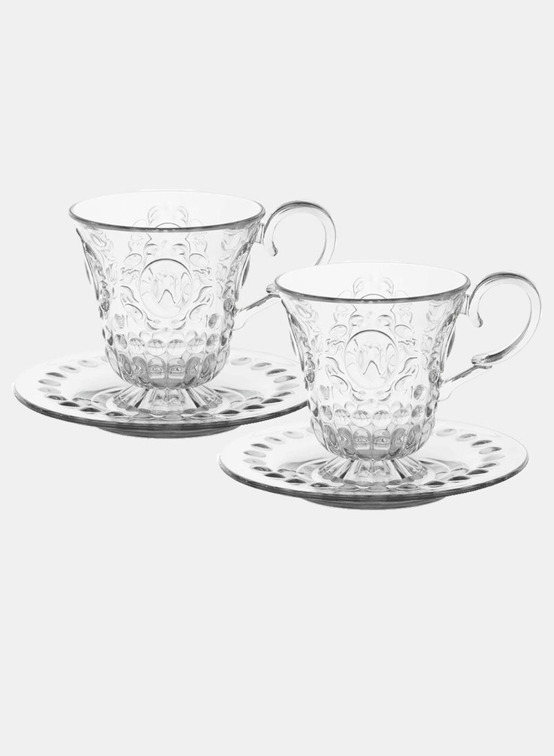 Baci milano Set 2 Coffee Cup & Saucer Clear, Baci Milano Baroque&Rock  - Image 1