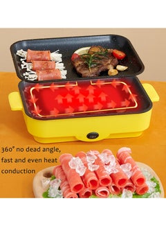 KYD Electric Grill Pan, Non Stick Household Multi-functional Small Baking Pan 600W Convenient Barbecue Oven Yellow 30 cm  - Image 2