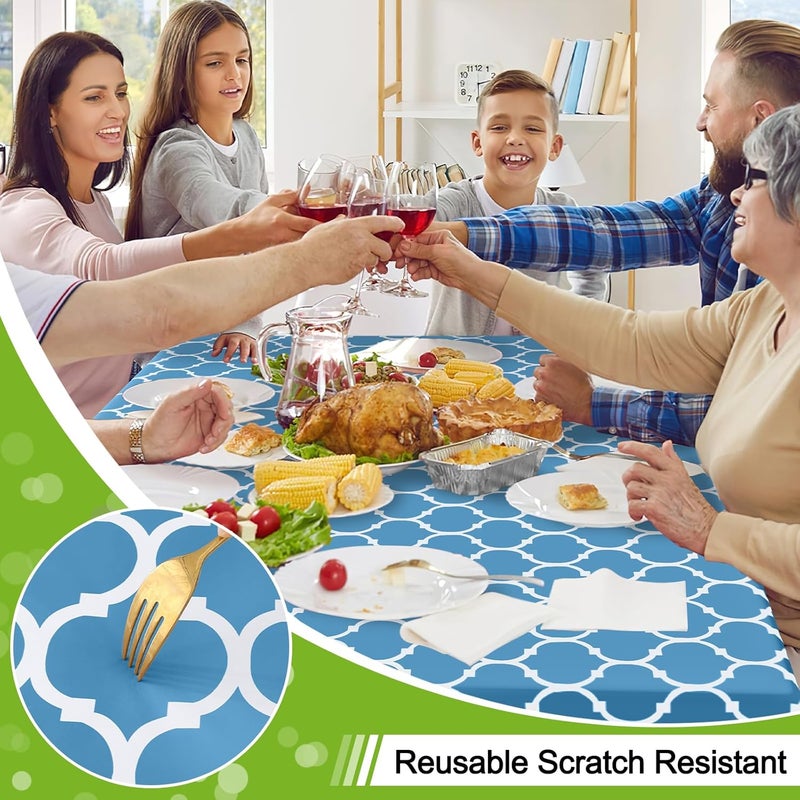 smiry Rectangle Table Cloth, Waterproof Vinyl Tablecloth with Flannel Backing for Rectangle Tables, Wipeable Spillproof Plastic Tablecloths for Dining, Camping and Indoor (54"x78", Light Blue) - Image 4