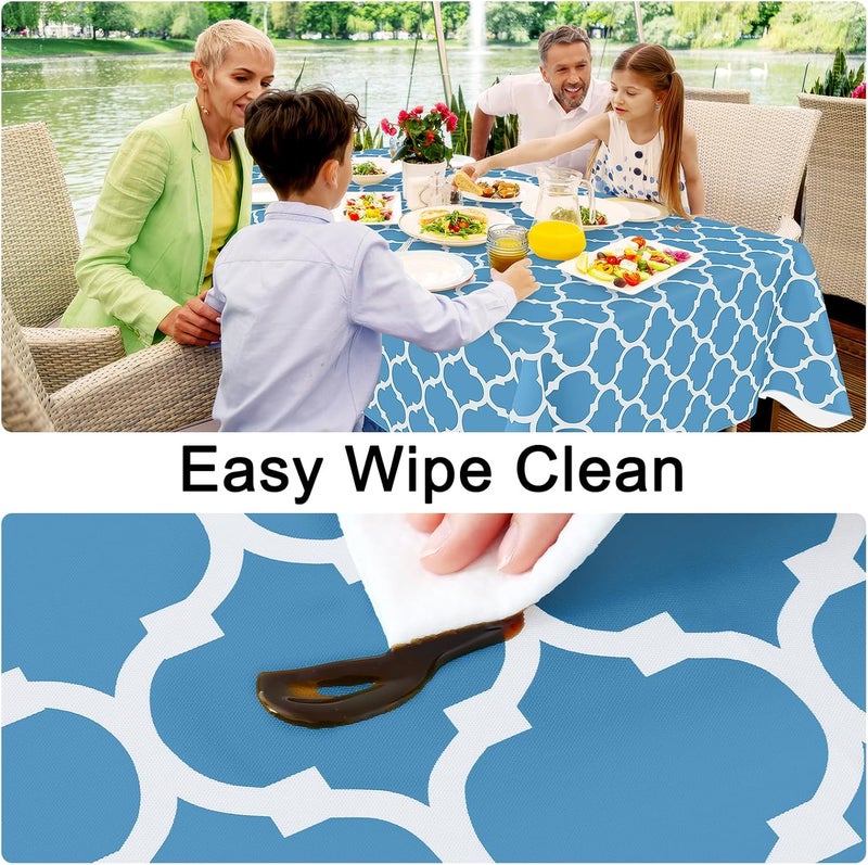 smiry Rectangle Table Cloth, Waterproof Vinyl Tablecloth with Flannel Backing for Rectangle Tables, Wipeable Spillproof Plastic Tablecloths for Dining, Camping and Indoor (54"x78", Light Blue) - Image 3