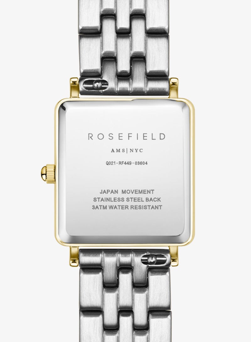 Rosefield Boxy XS White Sunray Steel Silver Gold Duo Women Watch- QMWSSG-Q023 - Image 3